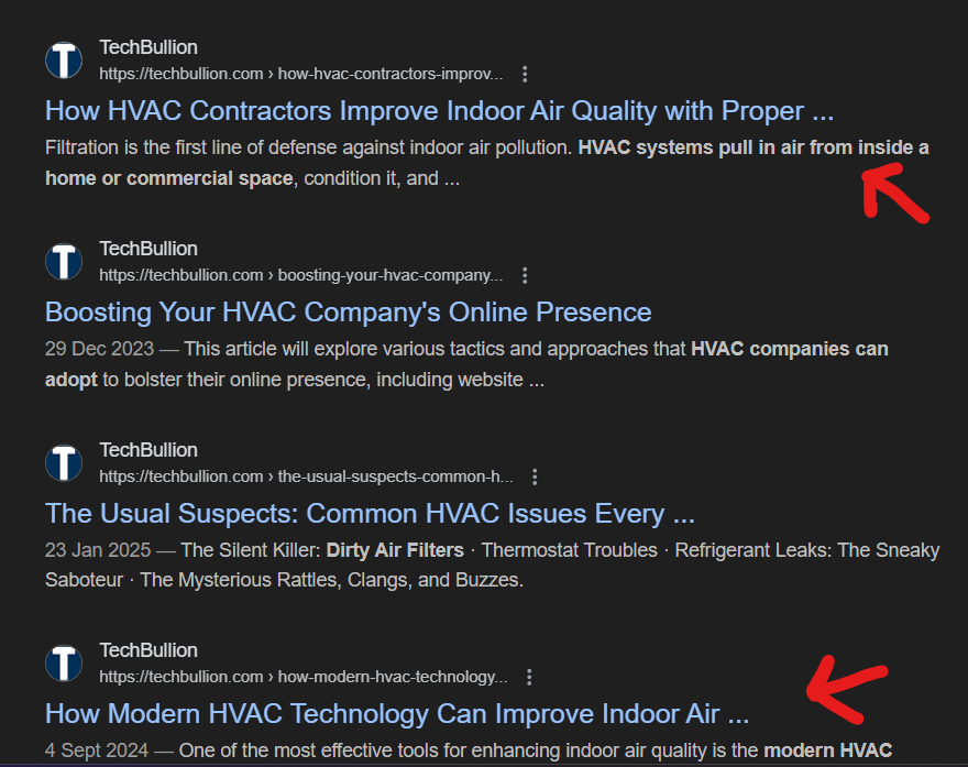 Example of a site with too many topical authority posts