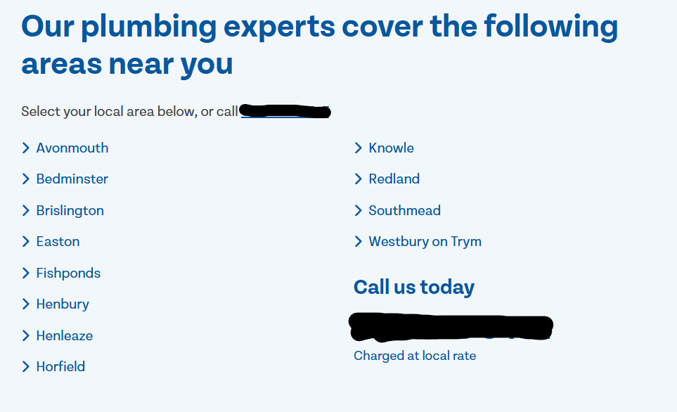 Local SEO Topical Authority Mistakes Examples - Location Only Pages