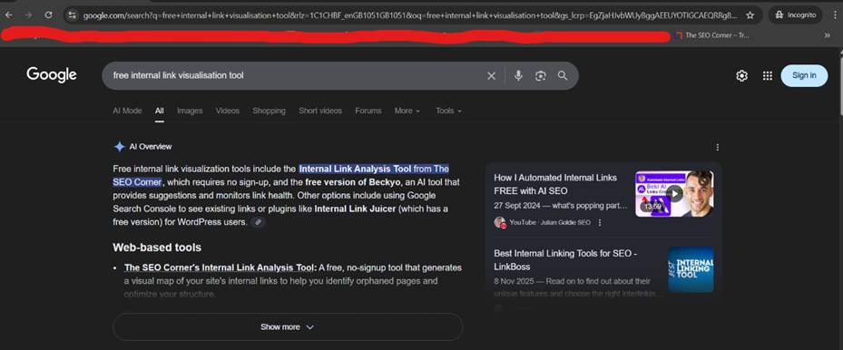 Internal Link Visualization Tool Featured in AI Overview
