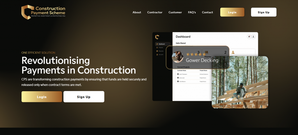 Our client's homepage screenshot